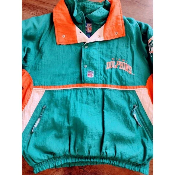 Vintage Starter Jacket NFL 90s Miami Dolphins Puffy Pullover Mens Large - Picture 5 of 16